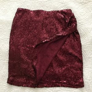 Maroon sequin skirt